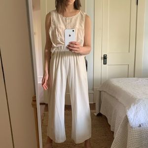 OZMA raw silk cropped wide leg pants